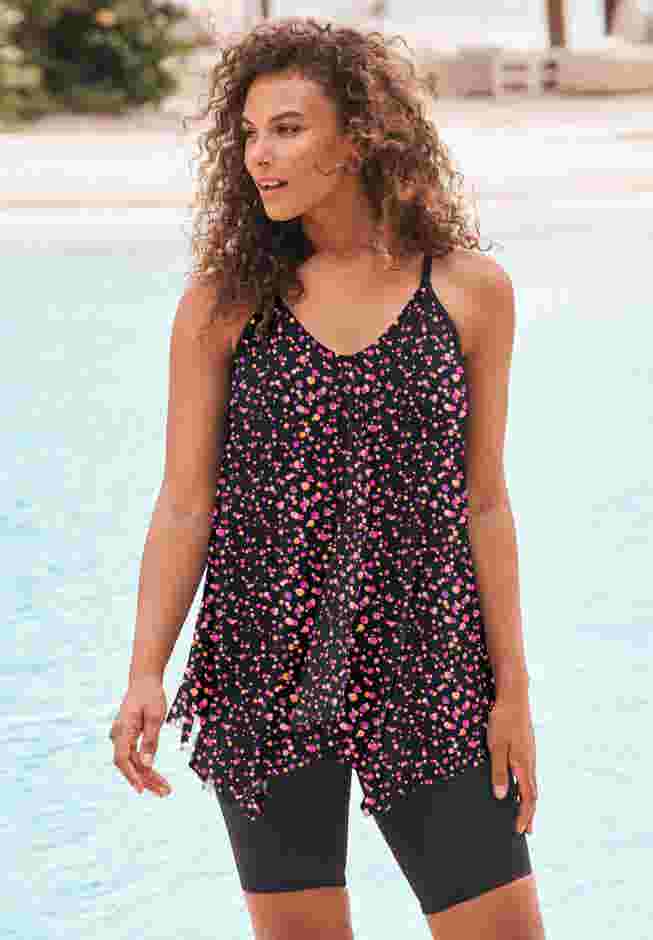 Longer-Length Mesh Tankini Top image number 0
