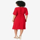 Plus Size Short Sleeve Wrap Fit and Flare Dress image number null