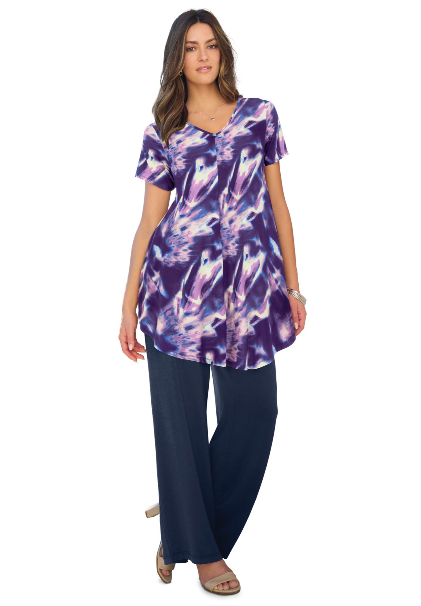 Plus Size Ultra Drape V-Neck Swing Tunic Top image number 0