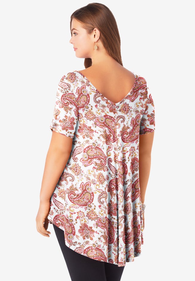 Plus Size Ultra Drape V-Neck Swing Tunic Top image number 2