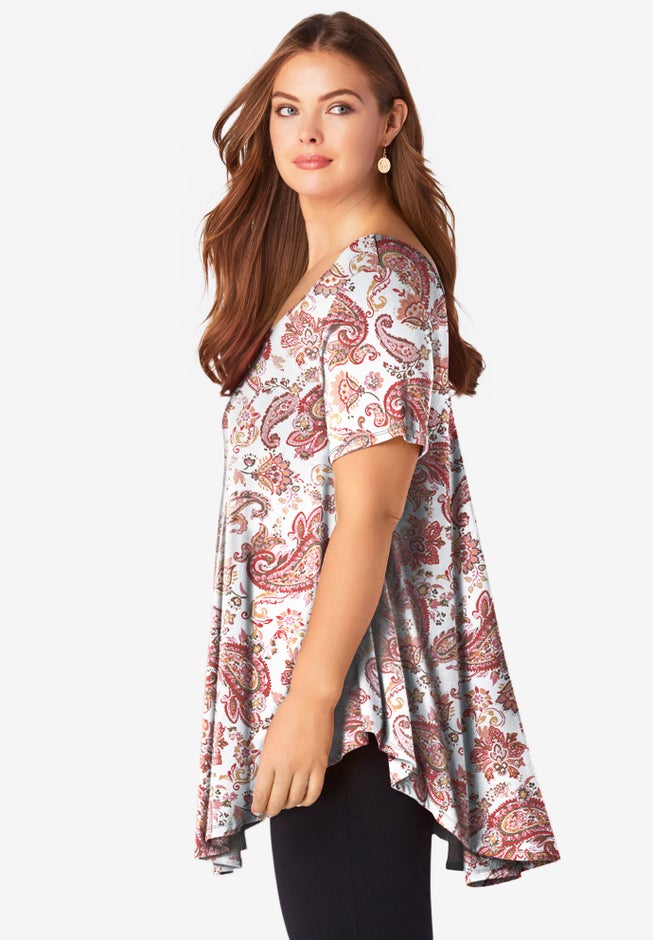 Plus Size Ultra Drape V-Neck Swing Tunic Top image number 3