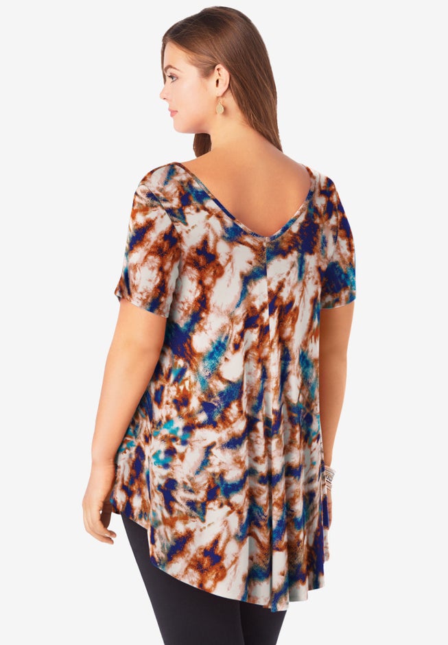 Plus Size Ultra Drape V-Neck Swing Tunic Top image number 1