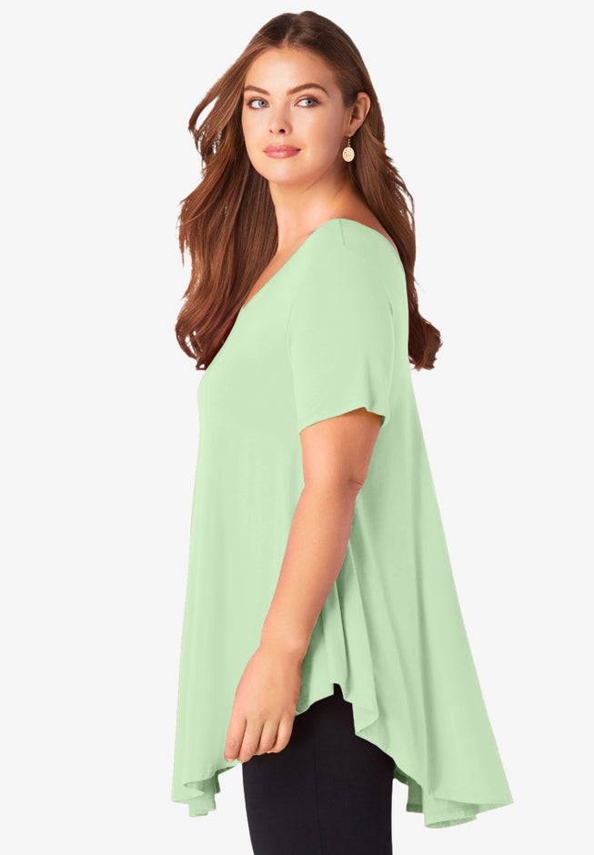 Plus Size Ultra Drape V-Neck Swing Tunic Top image number 2