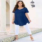 Plus Size Ultra Drape V-Neck Swing Tunic Top image number null