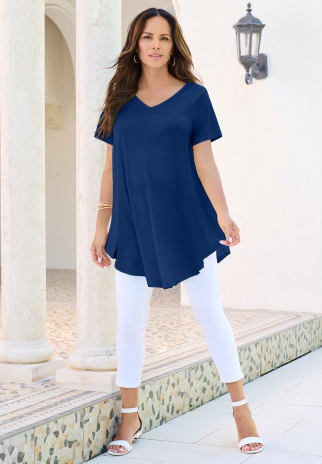 Plus Size Ultra Drape V-Neck Swing Tunic Top image number 0