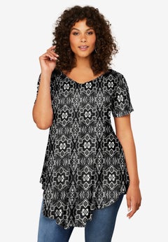 Plus Size Ultra Drape V-Neck Swing Tunic Top