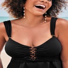 Underwire Shirred Ring Bandeau Tankini Top image number null