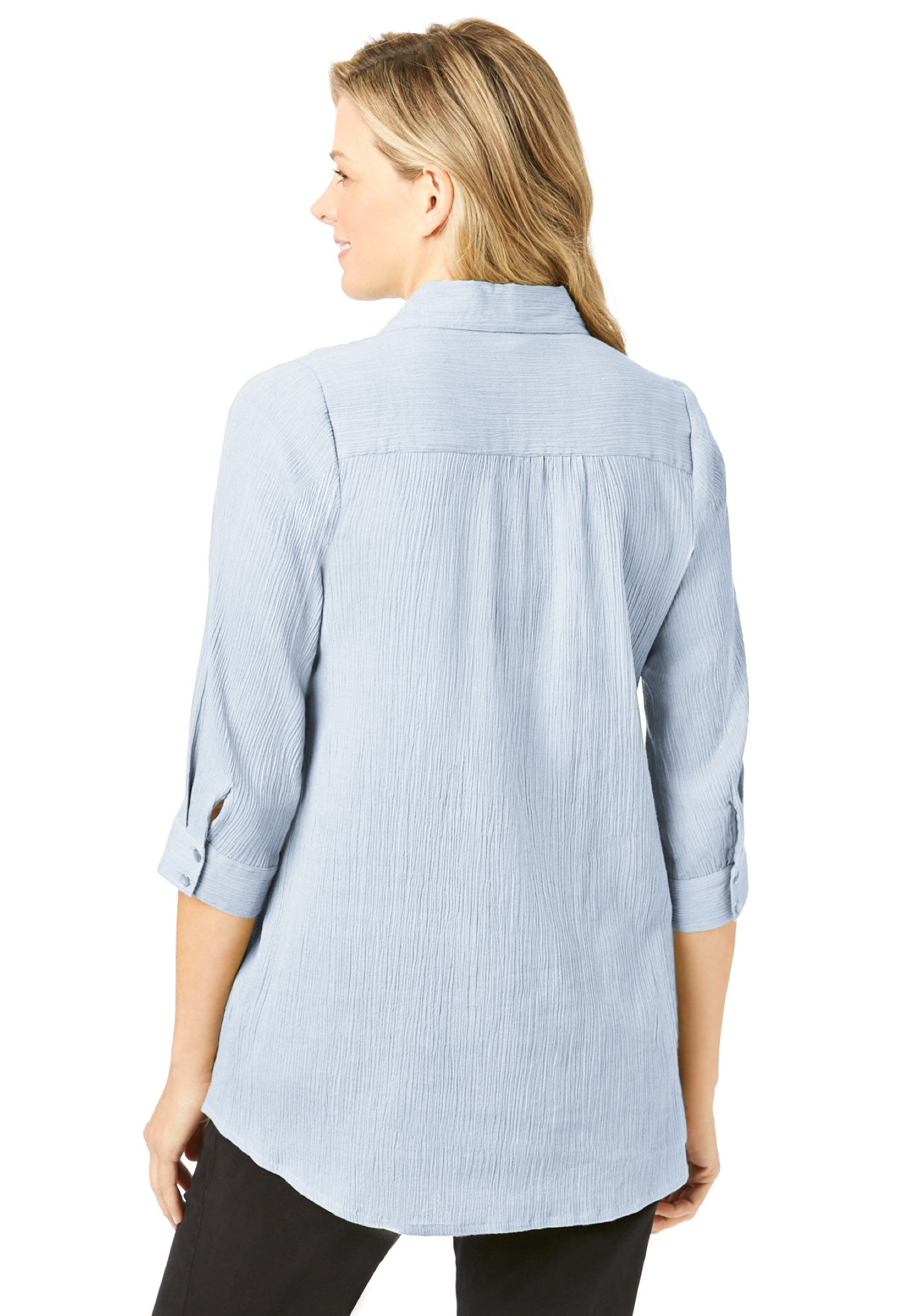 Textured Gauze Tunic with Shawl Collar image number 1