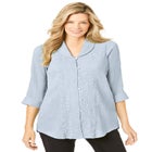 Textured Gauze Tunic with Shawl Collar image number null