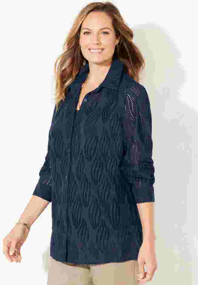 Eyelet Buttonfront Blouse image number 2