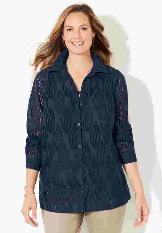 Eyelet Buttonfront Blouse image number 0