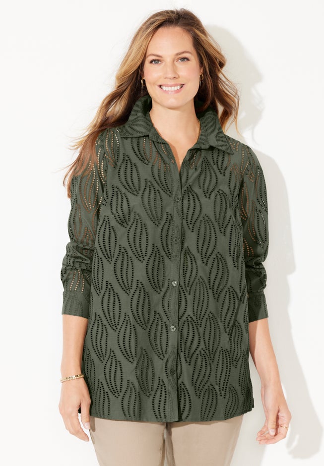 Eyelet Buttonfront Blouse image number 0