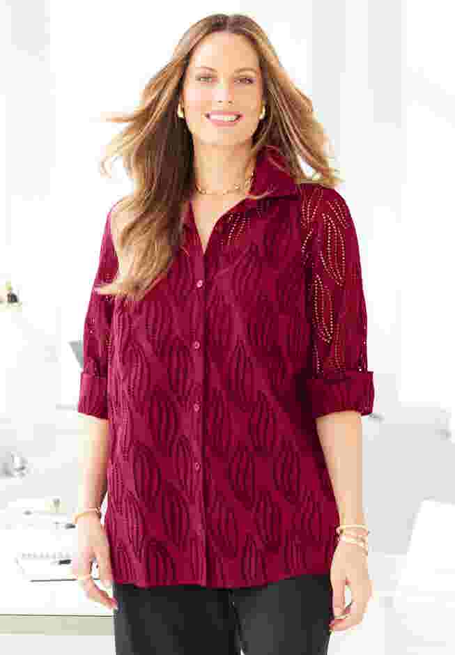 Eyelet Buttonfront Blouse image number 0
