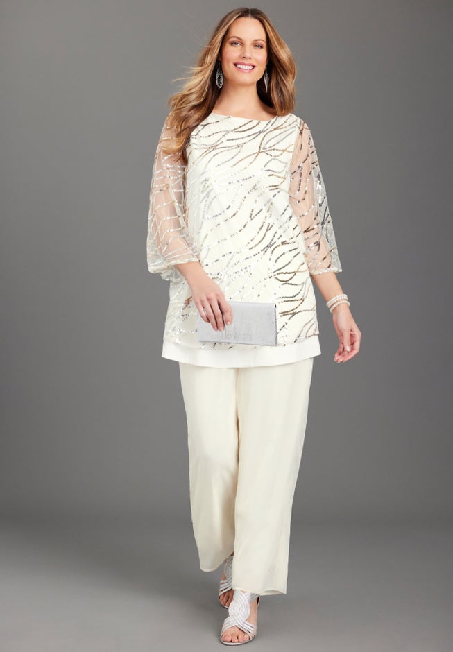 Sequin Chiffon Duet Blouse image number 2