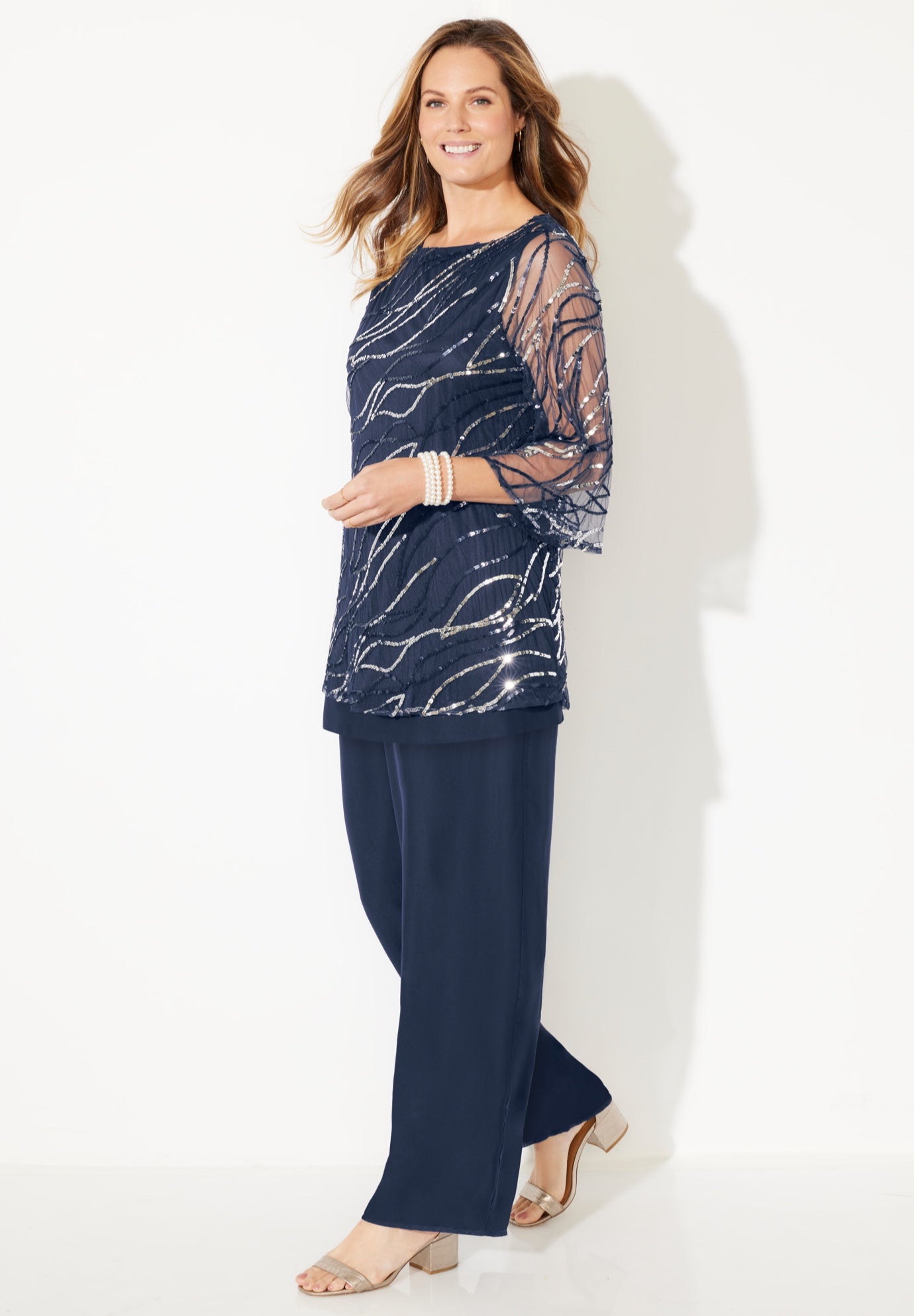 Sequin Chiffon Duet Blouse image number 2