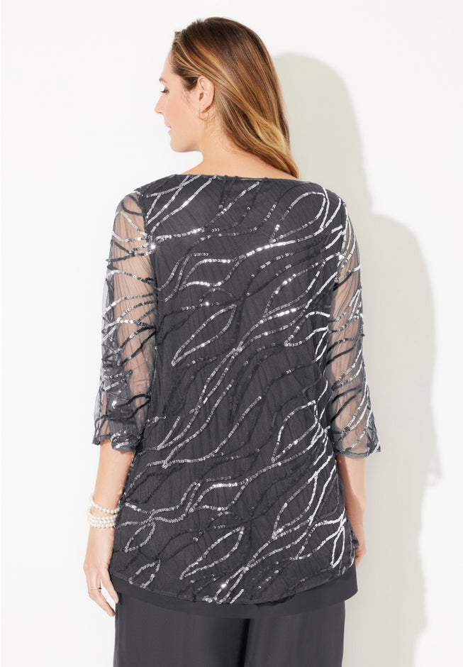 Sequin Chiffon Duet Blouse image number 1