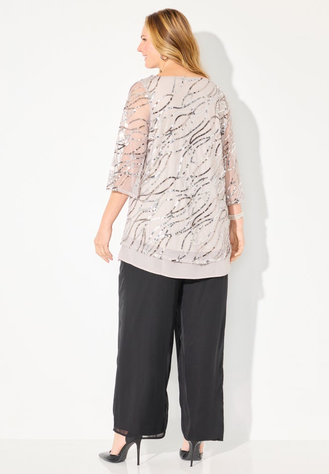 Sequin Chiffon Duet Blouse image number 2