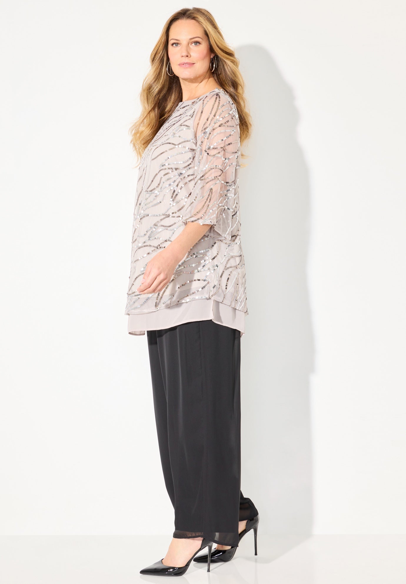 Sequin Chiffon Duet Blouse image number 3