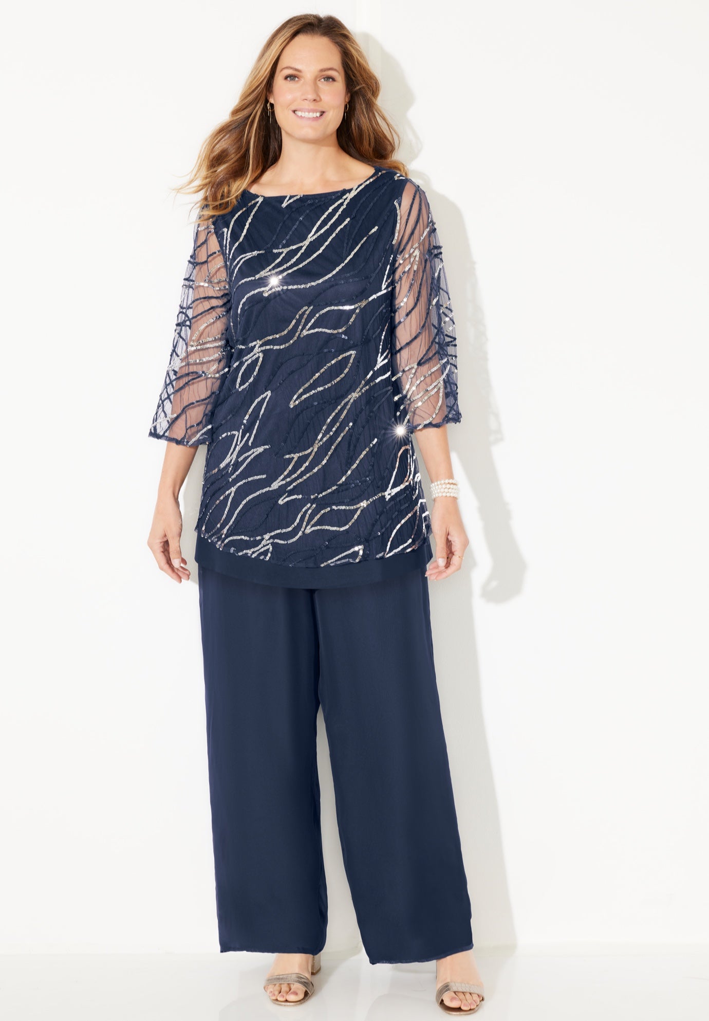 Sequin Chiffon Duet Blouse image number 0