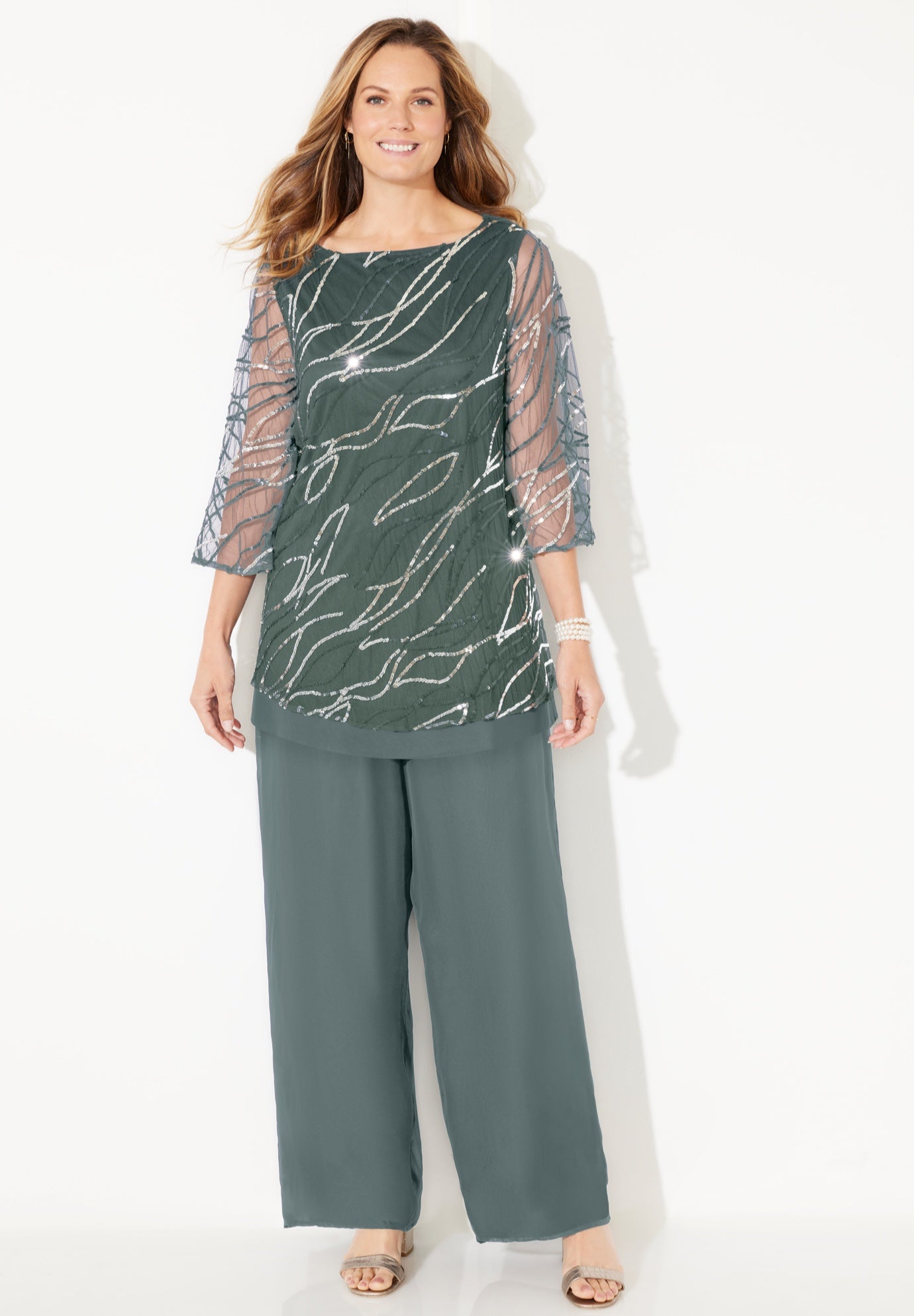 Sequin Chiffon Duet Blouse image number 0