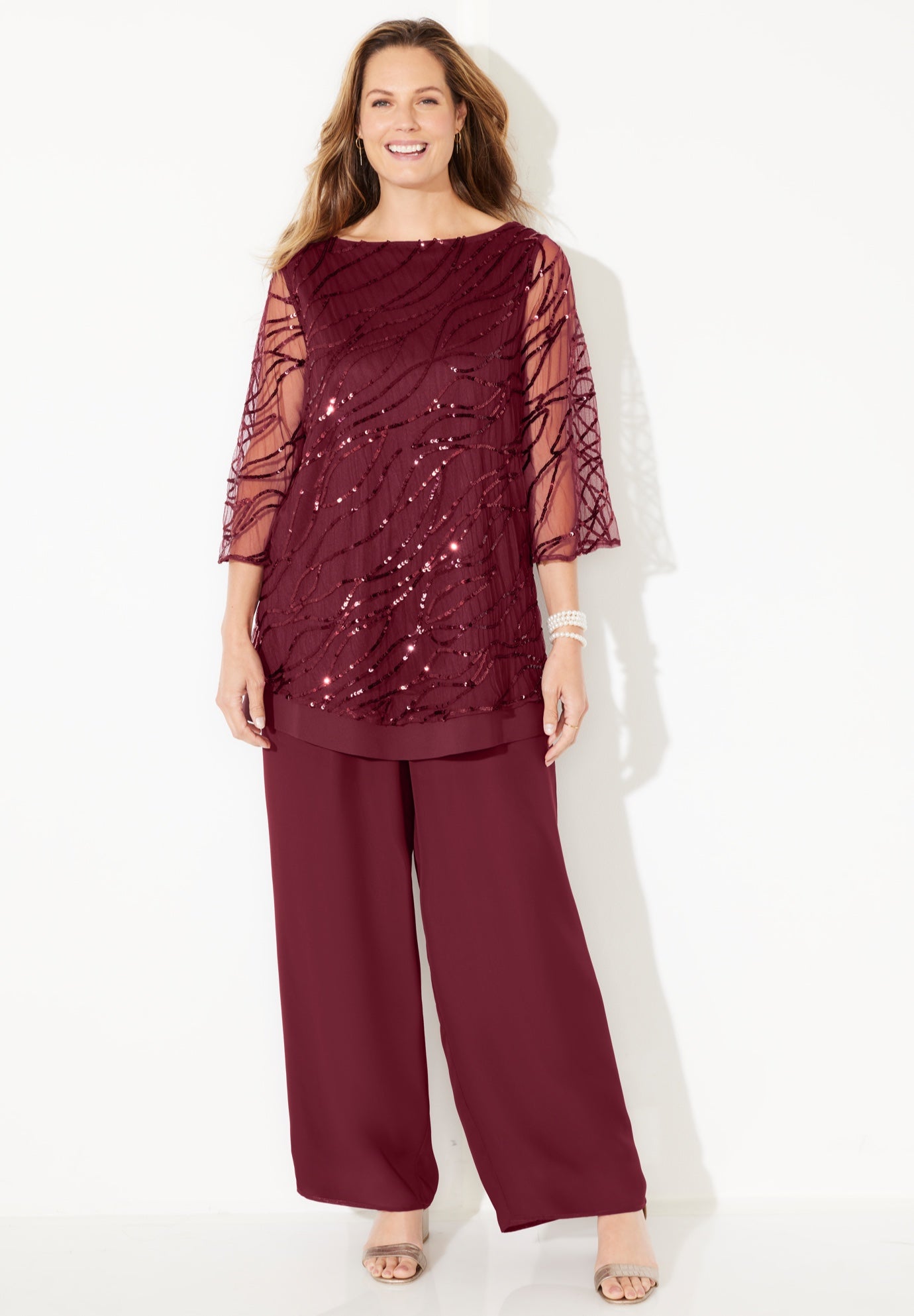 Sequin Chiffon Duet Blouse image number 0