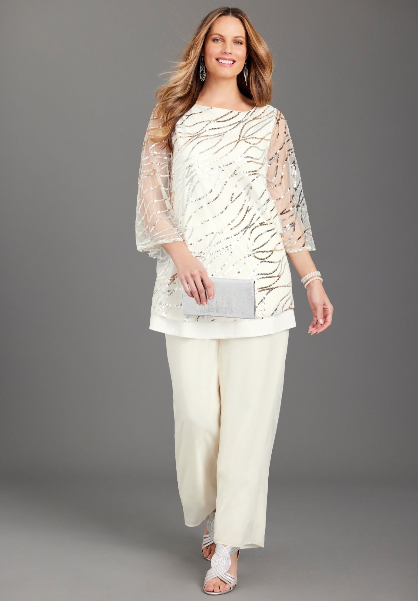 Sequin Chiffon Duet Blouse image number 0
