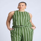 Linen Blend Boxy Scoop Neck Crop Tank image number null