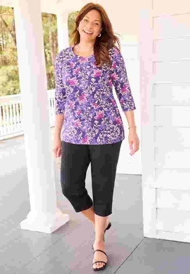 Suprema® 3/4 Sleeve V-Neck Tee image number 4