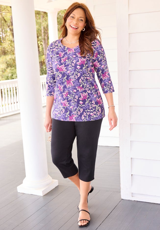 Suprema® 3/4 Sleeve V-Neck Tee image number 4
