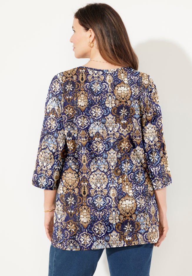 Suprema® 3/4 Sleeve V-Neck Tee image number 2