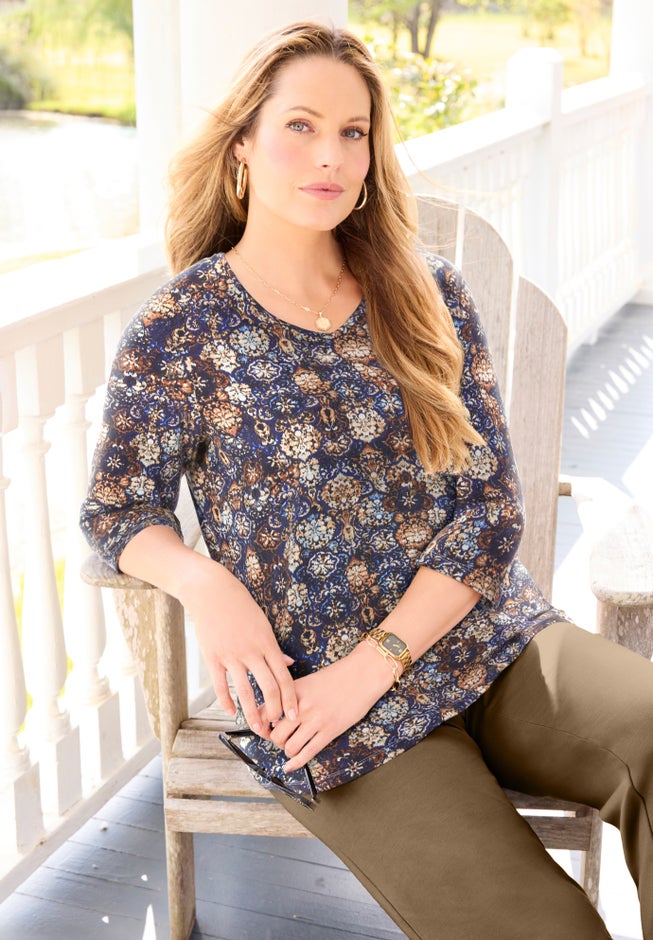 Suprema® 3/4 Sleeve V-Neck Tee image number 0