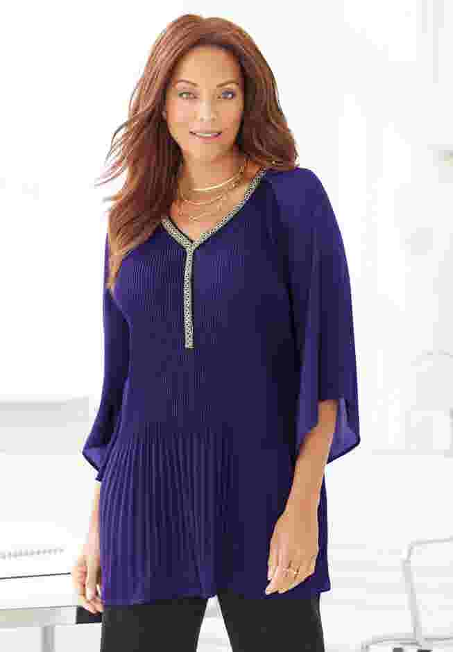 Bejeweled Pleated Blouse image number 0