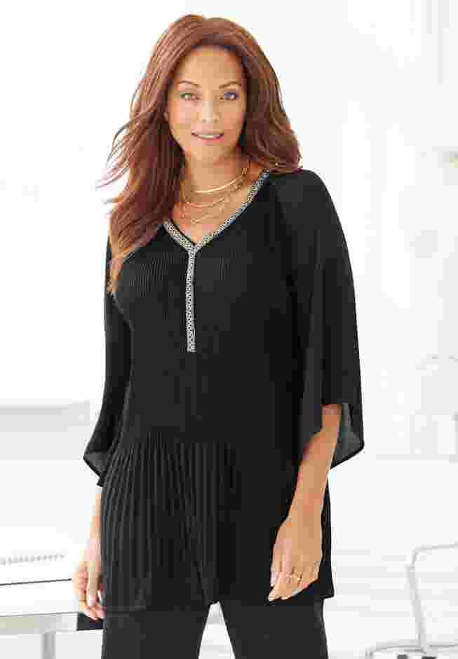 Bejeweled Pleated Blouse image number 0