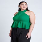 Halter Top With Peplum image number null