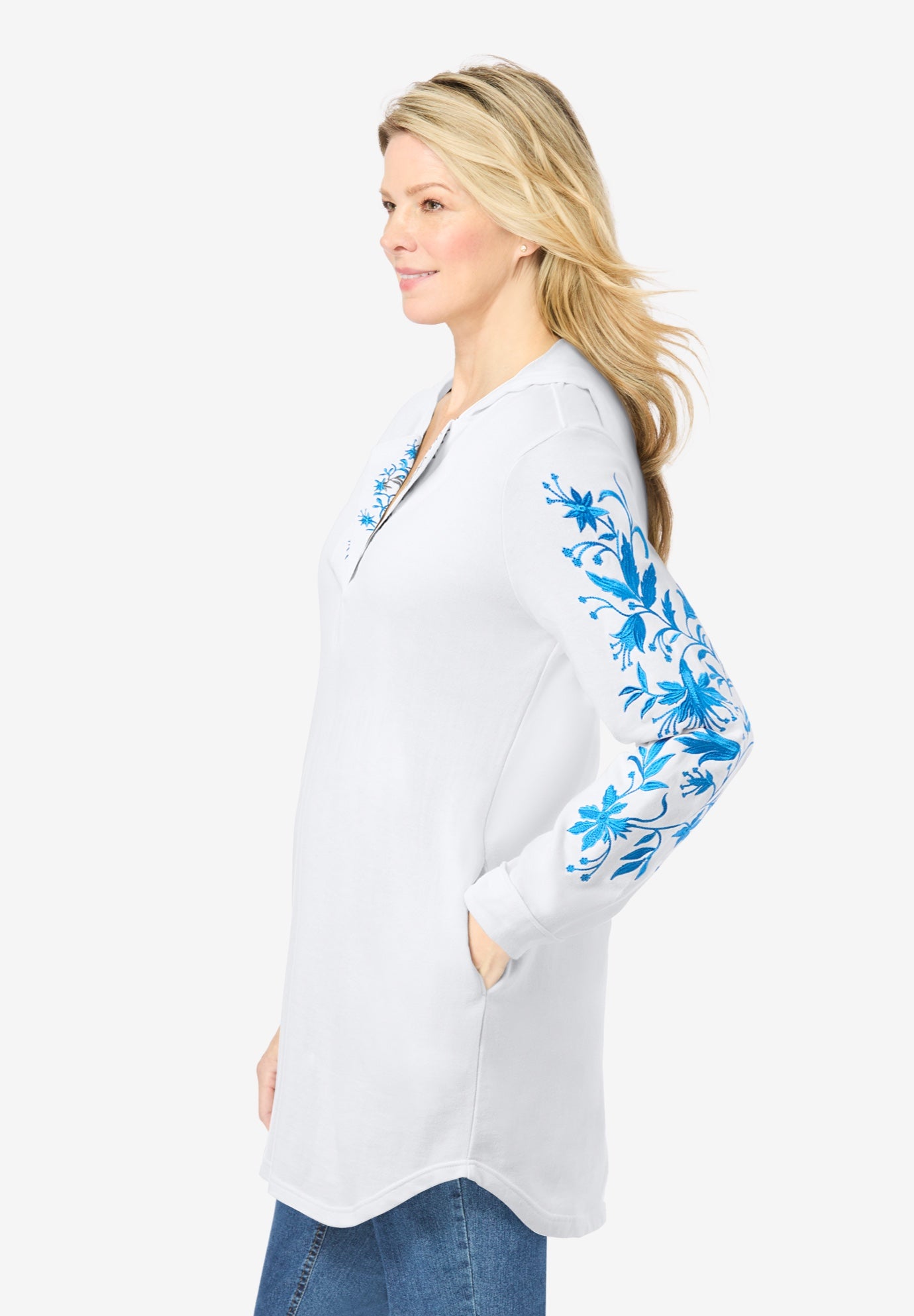 Embroidered Hoodie Sweatshirt image number 2