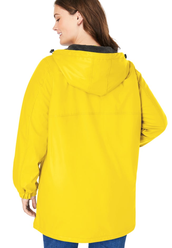 Fleece-Lined Mid-Length Slicker Raincoat image number 2