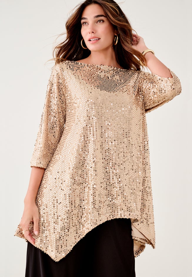 Handkerchief Hem Sequin Tunic image number 1
