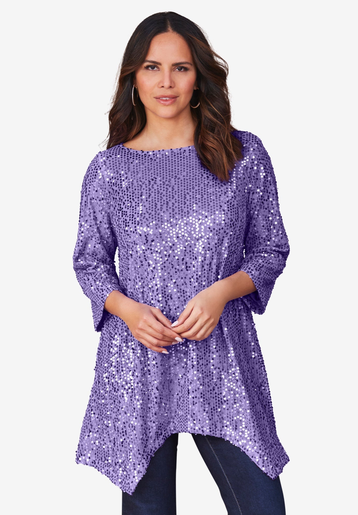 Handkerchief Hem Sequin Tunic image number 0