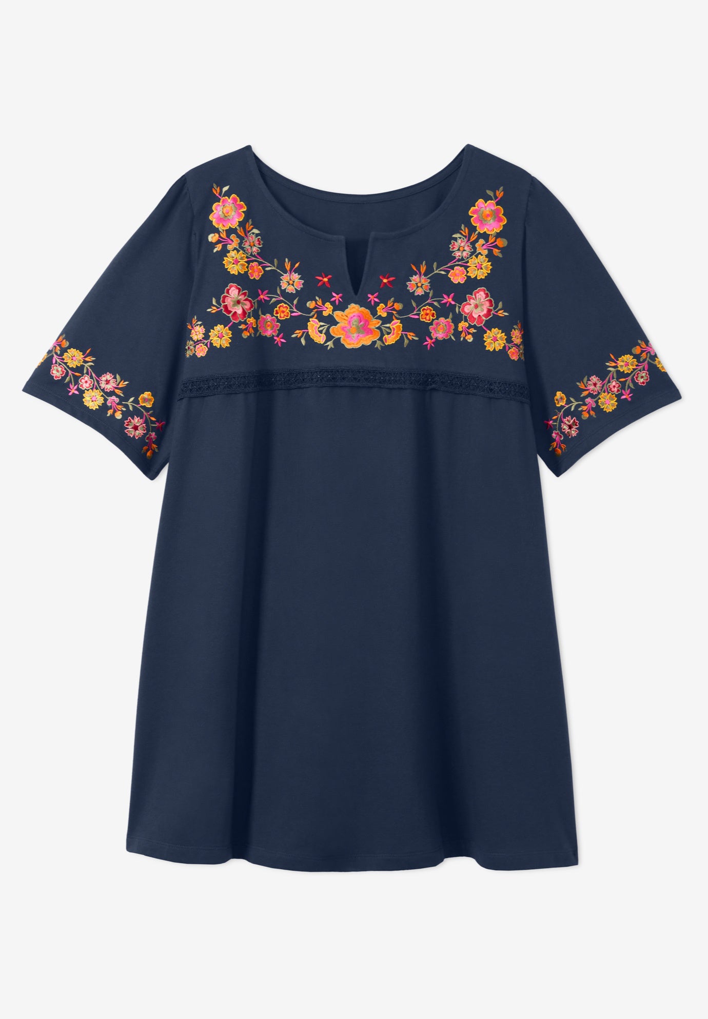 Embroidered Split-Neck Tunic image number 1