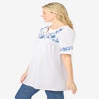 Embroidered Split-Neck Tunic image number null