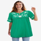 Embroidered Split-Neck Tunic image number null