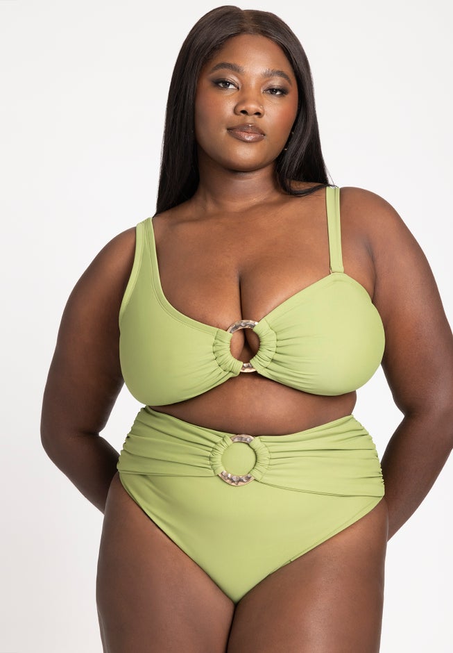 One Shoulder Ring Hardware Bikini Top image number 1