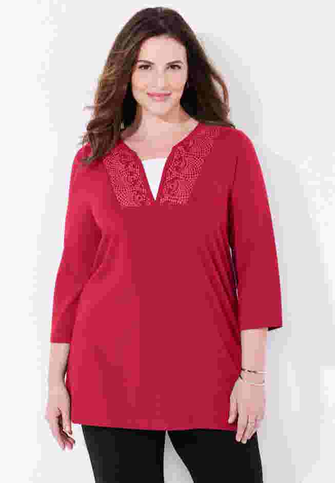 Suprema® Lace Trim Duet Top image number 0