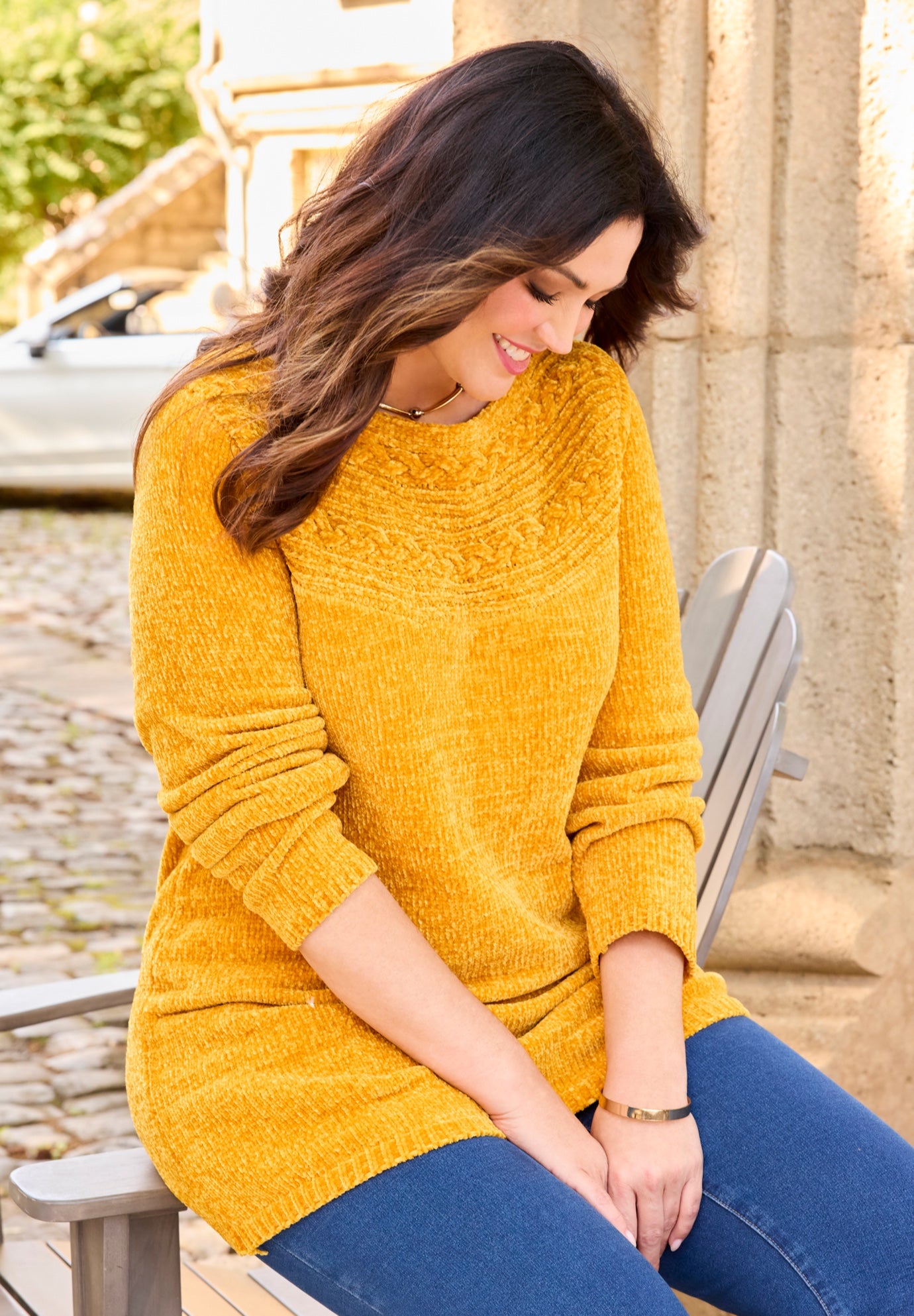 Chenille Cable-Knit Boatneck Sweater image number 0