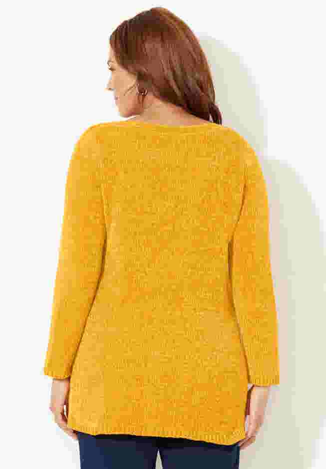 Chenille Cable-Knit Boatneck Sweater image number 1