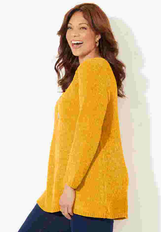 Chenille Cable-Knit Boatneck Sweater image number 2
