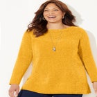 Chenille Cable-Knit Boatneck Sweater image number null