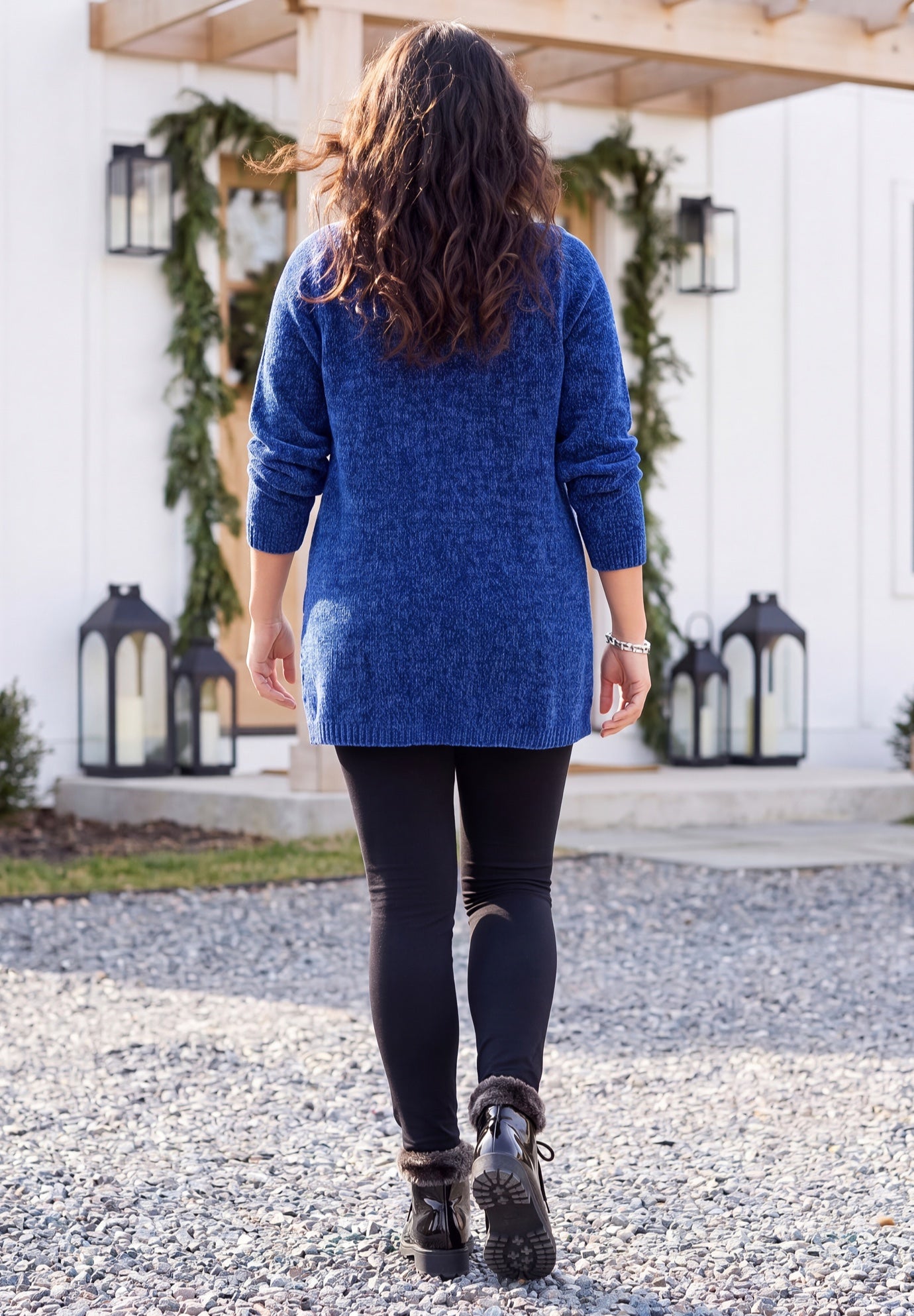 Chenille Cable-Knit Boatneck Sweater image number 1