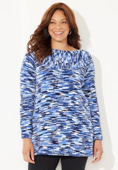 Chenille Cable-Knit Boatneck Sweater