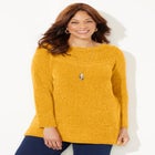 Chenille Cable-Knit Boatneck Sweater image number null